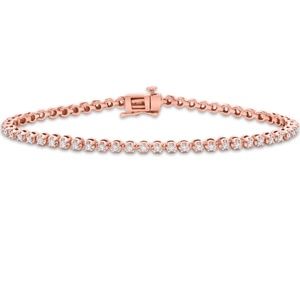 Diamond Bracelet 1 ct tw Round-cut 10K Rose Gold 7"